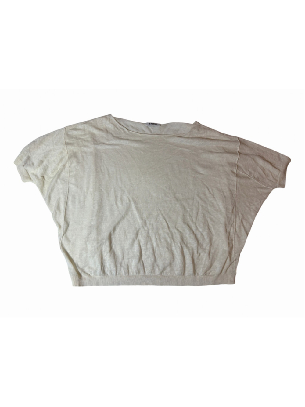 Farhi by Nicole Farhi Linen Knit Oversized Dolman Sweater Top Ivory L